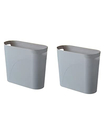 Bathroom Small Trash Can, 3 Gallon Slim Plastic, Set of 2, Grey - color: 2pack-Grey