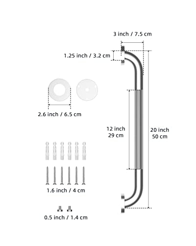 20 Inch Anti Slip Shower Grab Bar, MunzongBrushed Nickel Grab Rails | Stainless Steel Bathroom Grab Bar Brushed Nickel Knurled Bathroom Balance Bar Safety Hand Rail Support Handicap Elderly - color: Satin Brushed Nickel, size: 20 Inch-2 Pack