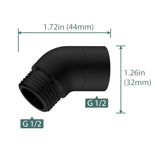 45 Degree Metal Elbow Shower Head Adapter Black | 135° Handheld Shower Arm Elbow Adapter Angle Shower Arm Extension Angled Showerhead Extension Pipe For Shower Head - color: Black, size: 135°