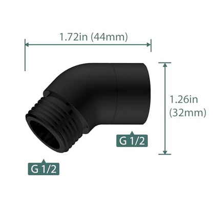 45 Degree Metal Elbow Shower Head Adapter Black | 135° Handheld Shower Arm Elbow Adapter Angle Shower Arm Extension Angled Showerhead Extension Pipe For Shower Head - color: Black, size: 135°