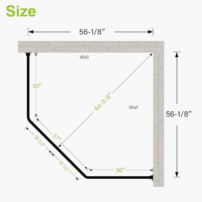 Naiture Neo-Angle Shower Curtain Rod, 30-1/2" X 37" X 30-1/2", Gloss White | Aluminum, Includes 36" Ceiling Support and Mounting Hardware, Cut to Fit, Permanent Wall Mount, Rustproof - color: Gloss White, size: 30-1/2" X 37" X 30-1/2"