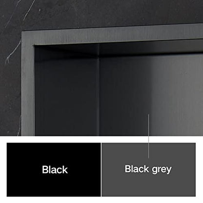 Shower Niche, 14"x14" No Tile Needed, The Insert Storage Square Shower Shelf is Easy to Install, Stainless Steel, Black grey - size: 14"x14"
