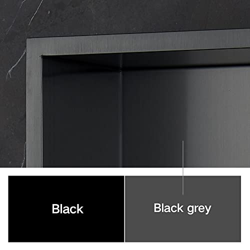 Shower Niche, 16"x20" No Tile Needed, The Insert Storage Rectangle Double Shower Shelf is Easy to Install, Stainless Steel, Black Grey - size: 16"x20"
