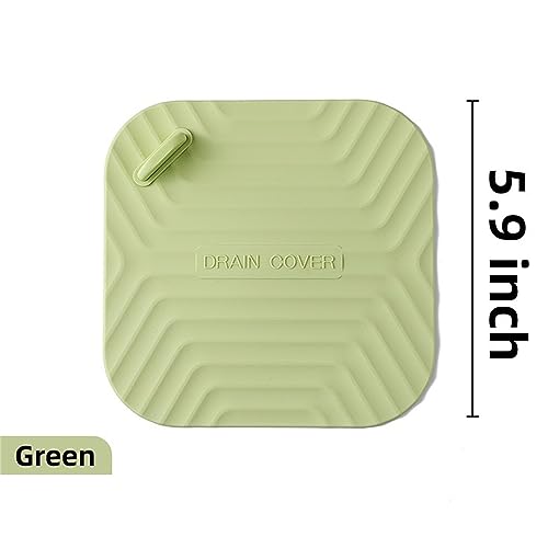 MAOYONG Shower Drain Cover Tub Stopper - Square Silicone Floor Drain Cover for Bathroom, Bathtub Stopper Drain Plug Cover, Kitchen Sink Drain Stopper 5.9 Inch Green 1PCS - color: Green