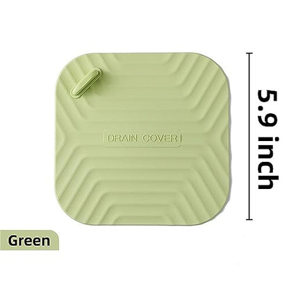 MAOYONG Shower Drain Cover Tub Stopper - Square Silicone Floor Drain Cover for Bathroom, Bathtub Stopper Drain Plug Cover, Kitchen Sink Drain Stopper 5.9 Inch Green 1PCS - color: Green
