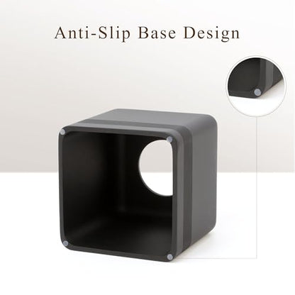 Resin Tissue Box Cover, Modern Square Holder, Black | Black resin tissue box cover with modern square design and silicone feet for bathroom vanity, office desk, and living room - color: Black