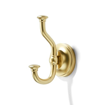 1 Pack 4-1/2 Inch Zinc Alloy Brushed Gold Towel Hooks | Solid Metal | Wall Mount | Robe Hooks | Coat Hooks | For Bathroom, Shower, Bedroom, Entryway | Bathroom Hardware Accessories - color: Brushed Gold