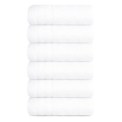 6 Piece Hand Towels Set 16 x 28 Inches, White | 100% Cotton, Lighter Weight, Quick to Dry, 16 x 28 Inches, Super Soft & Absorbent, Perfect for Bathroom & Kitchen - color: White