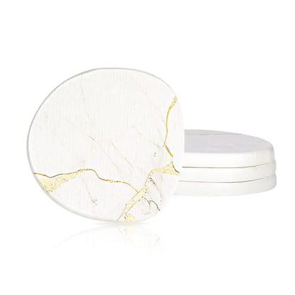 Diatomaceous Earth Coasters Set of 4，Super Absorbent Quick-Dry Heat-Resistant Drink and coffee Coasters, Modern Stone Irregular Design for Kitchen Counter and Coffee Table (White Coaster) - color: White Coaster