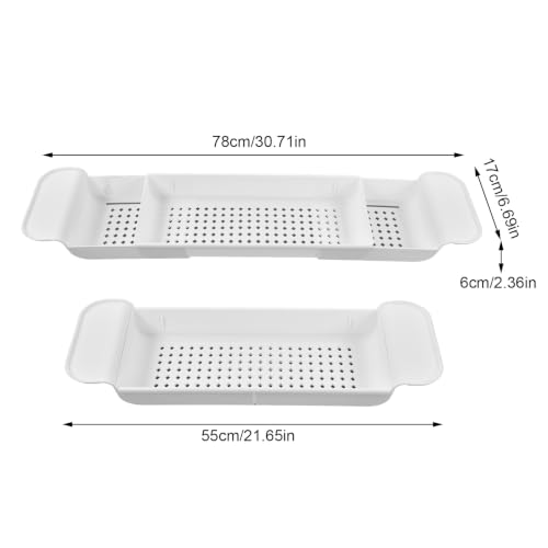 Expandable Bathtub Caddy, Multifunction Bath Tray with Secure Grips for Tub Edge, a Bathtub Organizer Rack with Dedicated Book Wine Phone Holder Bathtub (White) - color: White