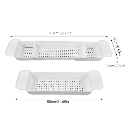 Expandable Bathtub Caddy, Multifunction Bath Tray with Secure Grips for Tub Edge, a Bathtub Organizer Rack with Dedicated Book Wine Phone Holder Bathtub (White) - color: White