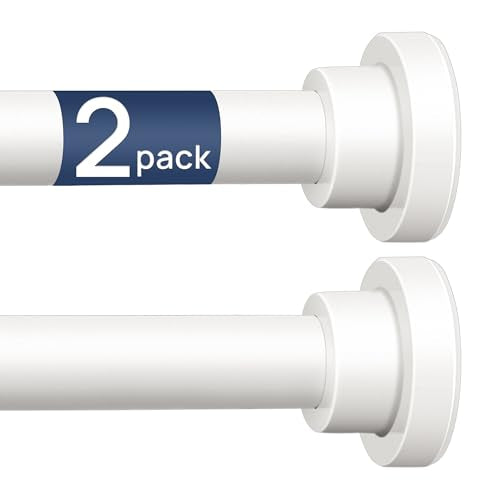 ENJOYBASICS 2 Pack Tension Curtain Rod, 32-54" Adjustable, Stable, White | Secure Hold with Strong Spring & Non-Slip Ends, No-Drill, No Tools, Sag-Resistant, Waterproof, Fits Windows, Showers & Closet - color: White, size: 32-54"