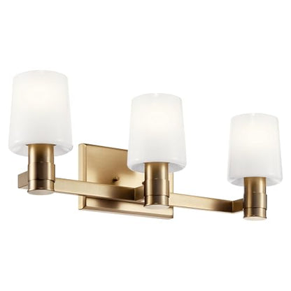 Kichler Adani 3-Light Bathroom Vanity Light, Champagne Bronze | Modern vanity light with opal glass for bathrooms and powder rooms (24" x 8.25"), 55176CPZ - color: Champagne Bronze, size: 24"