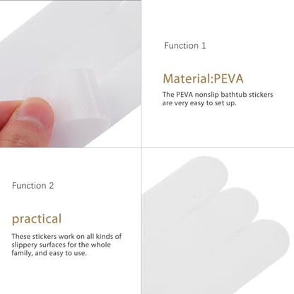 12pcs Non-Slip Bathtub Stickers Transparent Anti-Skid Decals for Bathroom Safety Easy to Install Peva Adhesive Strips for Elderly Grip