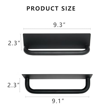 GREATLINK No Drill Adhesive Towel Holder - 9 Inch Black Stainless Steel Peel and Stick Towel Rack for Bathroom, Kitchen | Waterproof, Rust-Resistant & Easy to Install with Command Strips (2 Pack)