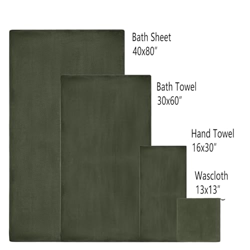 Oversized Bath Towels Extra Large 40x80 Inches Bath Sheets for Adults Super Soft Quick Dry Highly Absobent Microfiber Shower Towels (6 Piece,Green) - color: Green 6 Piece, size: 6 Piece