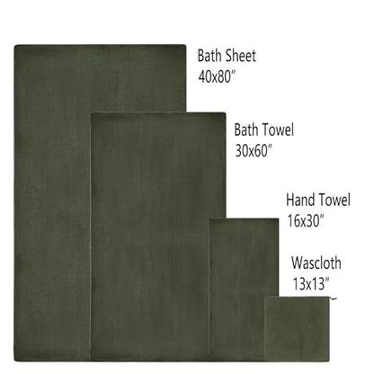 Oversized Bath Towels Extra Large 40x80 Inches Bath Sheets for Adults Super Soft Quick Dry Highly Absobent Microfiber Shower Towels (6 Piece,Green) - color: Green 6 Piece, size: 6 Piece