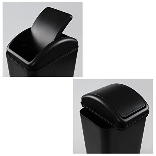 Cand 14 L/ 3.2 Gallon Small Plastic Trash Can, Slim Swing Lid Garbage Bins | Black - color: Black