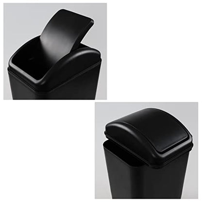Cand 14 L/ 3.2 Gallon Small Plastic Trash Can, Slim Swing Lid Garbage Bins | Black - color: Black