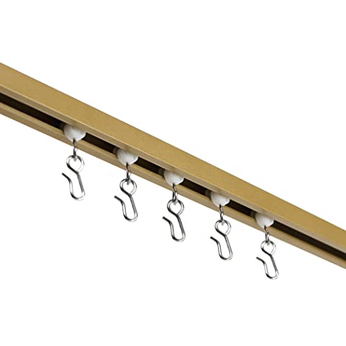 Curtain Track - Ceiling Mounted Curtain Rail for Curtains, Drapes, and Room Dividers - USA Made - Small+ (12 Feet), Satin Brass - color: Satin Brass, size: Small+ (12 Feet)
