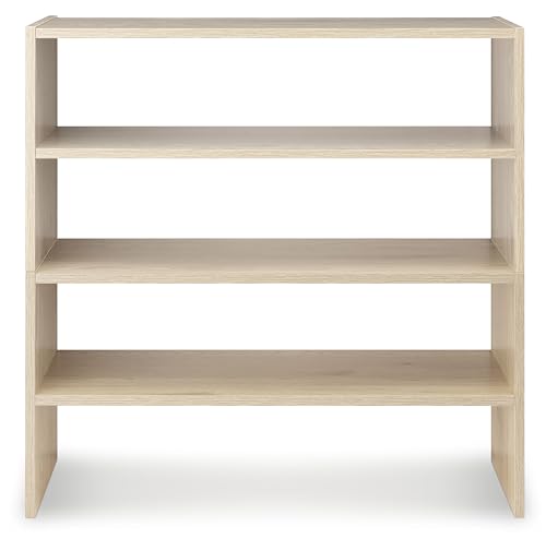 Whitmor Wood Stackable 2-Shelf Shoe Rack, White Oak, 24 inches，2 Pack - color: Light Brown, size: 24 INCH X2