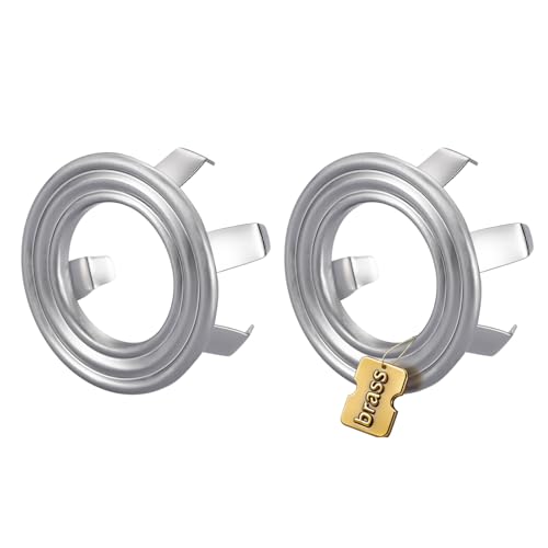 Sink Overflow Ring Brushed Nickel: 2 Pack Solid Brass Bathroom Sink Overflow Trim Cover, Hole Insert Caps Replacement for Bathroom Kitchen Vanity Basin - color: Brushed Nickel