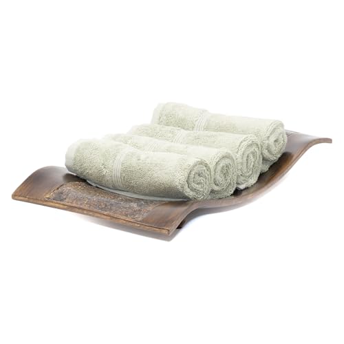 Mosobam Turkish Washcloths, 4 Pack, 13 x 13 in, 700 GSM, Seagrass Green | 4 washcloth face towels, 13 x 13 in, 700 GSM, 50% viscose made from bamboo and 50% Aegean Turkish cotton, plush and absorbent - color: Seagrass Green, size: Washcloths, Set of 4