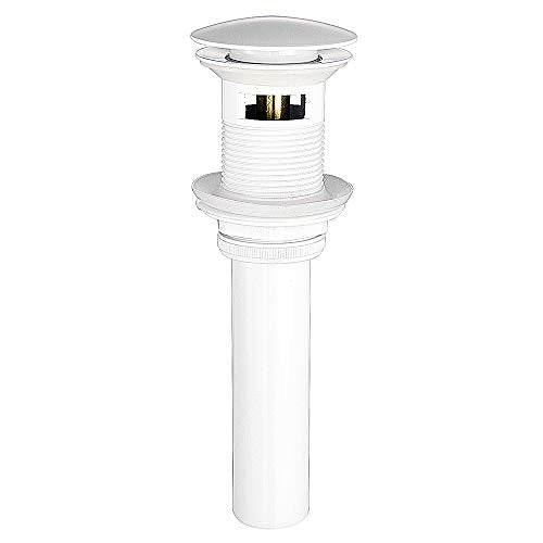 Faucet Sink Drain Stopper Vessel Vanity Pop Up Drain with Overflow | Solid Brass White Color Sink Drains Bath Assembly Fits 1.57 to 2.36 Inch Sink Openings with 1-1/4 Inch Large Cap And Basket - size: With Overflow