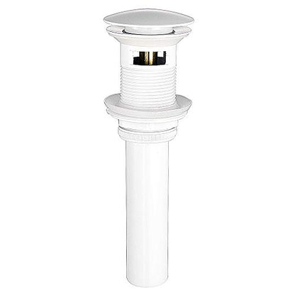 Faucet Sink Drain Stopper Vessel Vanity Pop Up Drain with Overflow | Solid Brass White Color Sink Drains Bath Assembly Fits 1.57 to 2.36 Inch Sink Openings with 1-1/4 Inch Large Cap And Basket - size: With Overflow