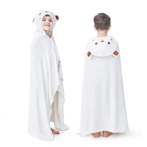 ZIONOR Hooded Bath Towel for Kids - 50''L x 35''W Extra-Large Hooded Towels for Big Kids 6-10, Kids Beach Towels Made from Bamboo Rayon, Suitable for Bath, Pool, Beach(White Bear) - color: 1-white Bear