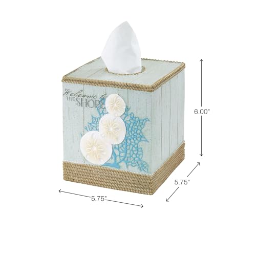 Avanti Linens - Tissue Box Cover, Guest Bathroom Essentials, Beach Inspired Home Decor (Beachcomber Collection) - size: Tissue Box Cover