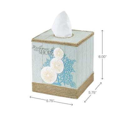Avanti Linens - Tissue Box Cover, Guest Bathroom Essentials, Beach Inspired Home Decor (Beachcomber Collection) - size: Tissue Box Cover