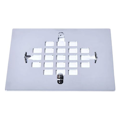 4-1/4 Inch Square Snap-in Shower Drain Cover Chrome | 304 stainless steel Shower Strainer Grid, large flow anti-clog, 4.25 inch square size fits most household shower drains - color: Chrome