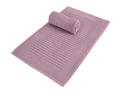 CTT - 2 Piece Bathroom Rugs Set, 100% Cotton Bath Mats, Comfy & Highly Absorbent Bathroom Floor Mats, Machine Washable | 20"x32" (Color) - color: Mauve