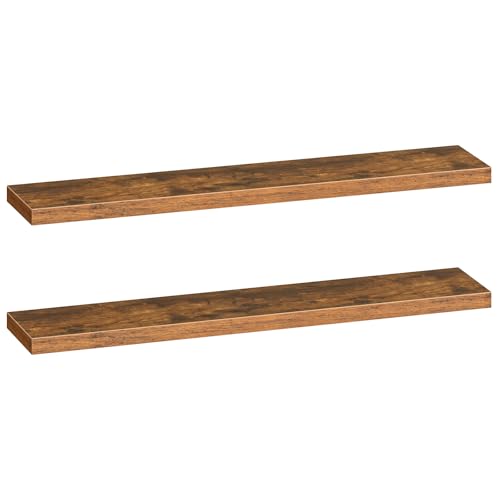 HOOBRO Floating Shelves for Wall, Wall Mounted Shelf Set of 2, 55" Hanging Shelf with Invisible Brackets, for Wall Storage in Bathroom Bedroom Kitchen Living Room Office, Rustic Brown BF140BJP201 - color: Rustic Brown, size: 55 Inches