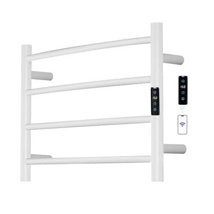 Electric Towel Rack with Voice Control for Alexa & Google Home,TUYA - Wall-Mounted Bathroom Heating Towel Warmer,Plug-in,Stainless Steel Material,16.54x23.62x5.51 in,White,4 Bars - color: White With Wifi, size: 4 Bar