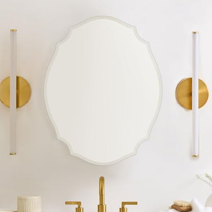 TOMACE Frameless Assymetrical Oval Medicine Cabinet with Beveled Mirror Irregular Surface Bathroom Medicine Cabinet Mirror with Storage for Bathroom 19'' H x 24'' W - size: 19'' x 24''