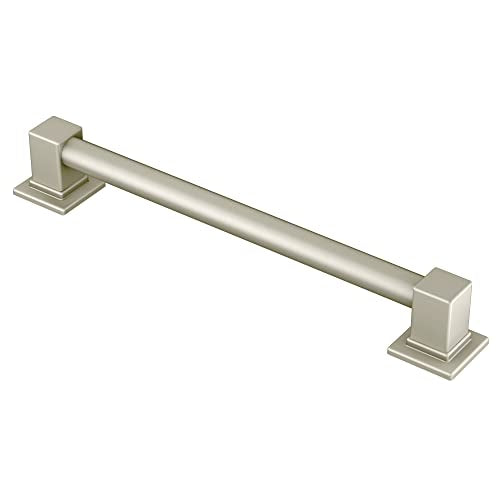 Moen YG8818BN Bathroom Safety 18-Inch Stainless Steel Modern Bathroom Grab Bar, Brushed Nickel - color: Brushed Nickel, size: 18 Inch