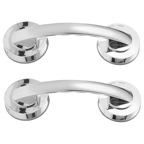 2pcs Removable Suction Cup Handles Strong Adhesive Safety Grab Bars for Seniors No-Drill Installation for Glass and Tile Portable Bathroom Support Armrests
