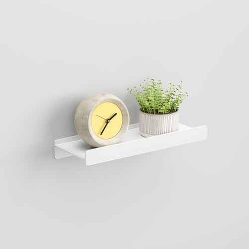 Floating Shelves for Wall, Wall Mounted Shelves with Lip for Storage, Metal Display Shelves for Home Decor, Kitchen/Living Room/Bedroom/Bathroom Shelf, White 12 inch 1 Pack - color: White, size: 12 inch 1P