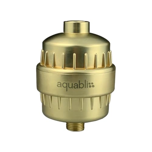 Aquabliss SF100 Daily Revitalize Shower Filter - Matte Gold | Reduces chlorine, sediment & heavy metals. Vitamin C infusion designed for sensitive, eczema-prone skin. No tools needed - color: Matte Gold