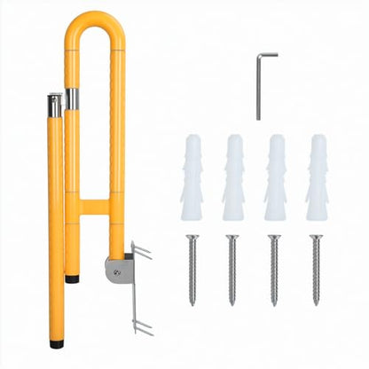 Toilet Grab Bar 24 Inch, Foldable Toilet Grab, Foldable Toilet Grab Bar with Particle Texture, Stainless Steel Knurled Handicap Safety Handrails for Disabled Elderly Pregnant White - color: White