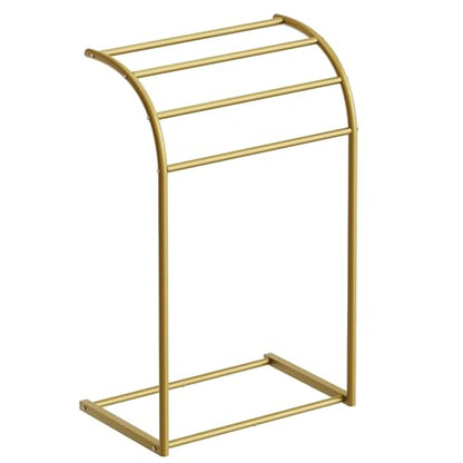 Free Standing Towel Rack, 4-Tier Blanket Rack for Bathroom, Pool Towel Stand Display and Drying Rack, Modern Towel Blanket Storage Organizer, Gold CJ07GD - color: Gold