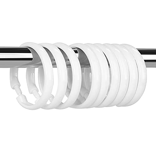 12 Packs Circular Shower Curtain Rings, Plastic Curtain O Rings Hooks for Bathroom, Glide Easily on Bathroom Shower Rod (White) - color: White