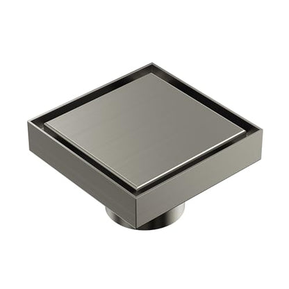 4 Inch Square Shower Floor Drain, SUS304 Stainless Steel with X-Shaped High Flow Channel, Anti-Clogging Hair Strainer, No Hub Required, Brushed Nickel - color: Brushed Nickel, size: 4
