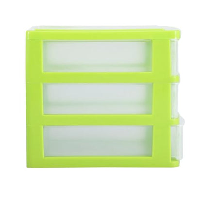 3-Layer Plastic Drawer Organizer for Jewelry, Makeup & Small Items, Space-Saving Storage Box with Dividers, Compact for Bedroom, Bathroom or Office(Green)