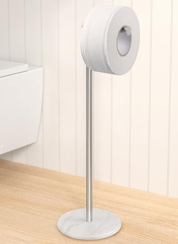 KES Freestanding Toilet Paper Holder 26" Tall, Marble Base Brushed Finish | 18/8 Stainless Steel, Anti-Slip Padded Base, No-Drill Assembly, Fits All Roll Sizes, 1-Min Setup - color: Brushed Steel, size: 26"H