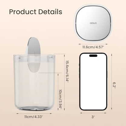 Cesun Mini Desktop Trash Can with Swing Lid, 0.4 Gal Desk Trash Can, White | Removable Lid, Tiny Garbage Can for Tabletop/Counter/Home Office/Makeup Area/Car Interior, Odor Seal, Stain Resistant, Sturdy - color: White