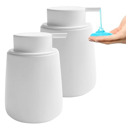 Soap Liquid Dispenser Ceramic with Easy-to-Press Pump Hand Liquid Dispenser for Shampoo Bathroom Kitchen 12 oz 2pcs - color: Liquid-white