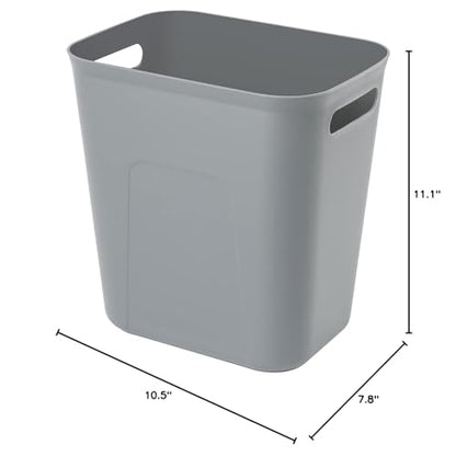 UUJOLY Plastic Small Trash Can Wastebasket, Garbage Container Basket for Bathrooms, Laundry Room, Kitchens, Offices, Kids Rooms, Dorms, 3.5 Gallon, 3.5 Gallon, Grey | Compact Sturdy Garbage Can for Bathroom, Laundry Room, Kitchen, Office, Kids Room, Dorm,